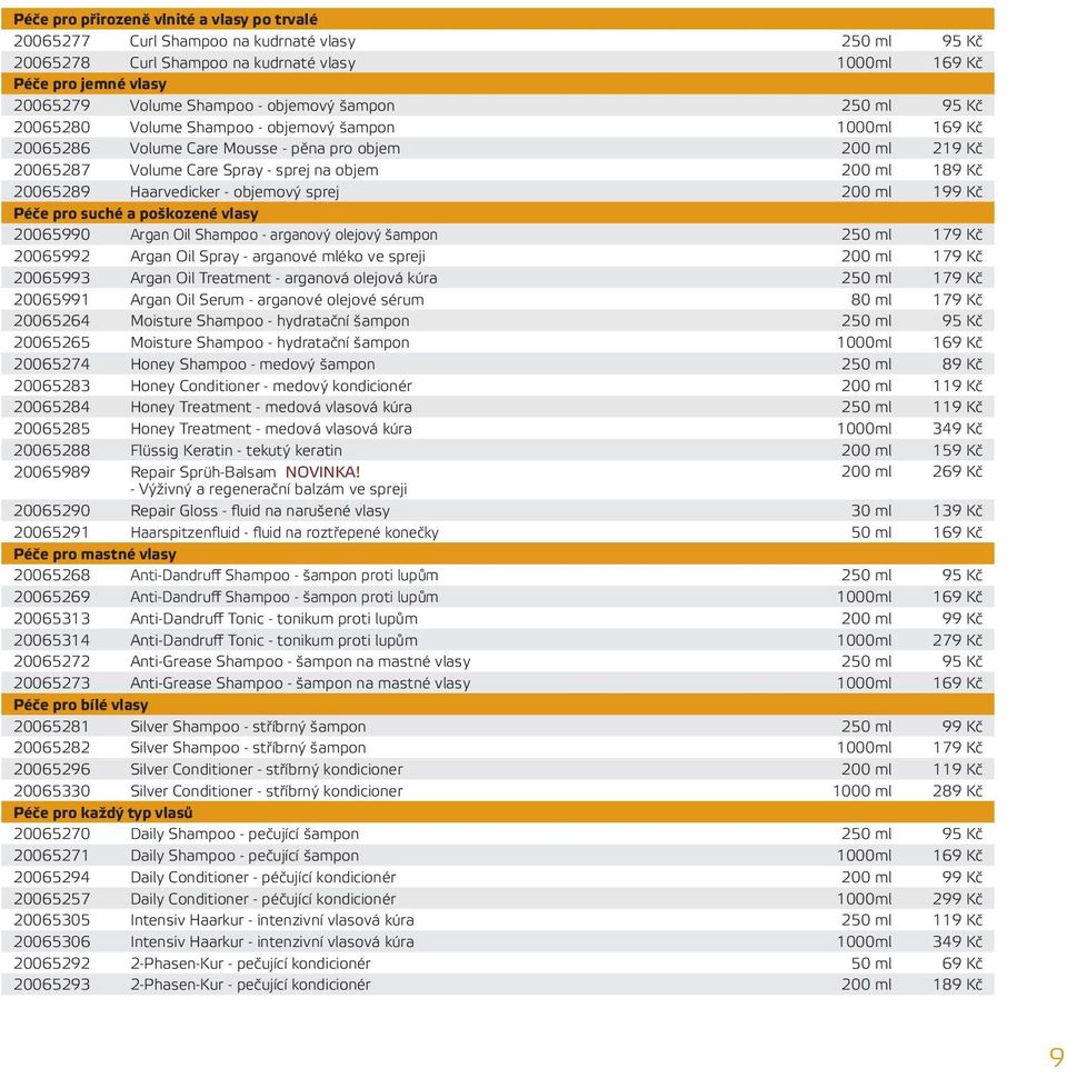 Haarvedicker - objemový sprej 0 ml 199 Kč Péče pro suché a poškozené vlasy 065990 Argan Oil Shampoo - arganový olejový šampon 250 ml 179 Kč 065992 Argan Oil Spray - arganové mléko ve spreji 0 ml 179