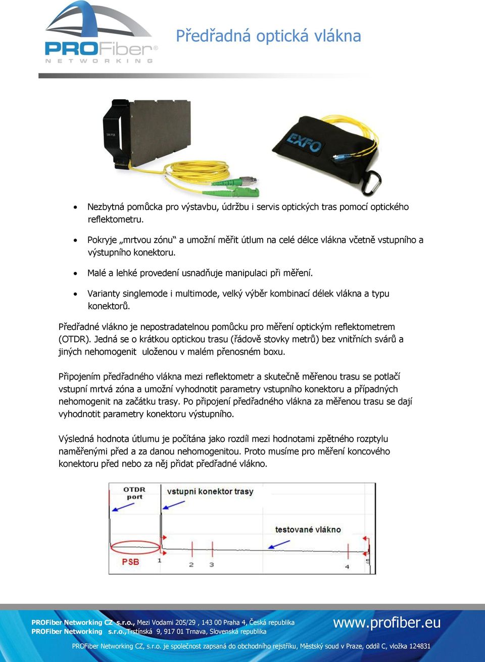 Předřadné vlákno je nepostradatelnou pomůcku pro měření optickým reflektometrem (OTDR).