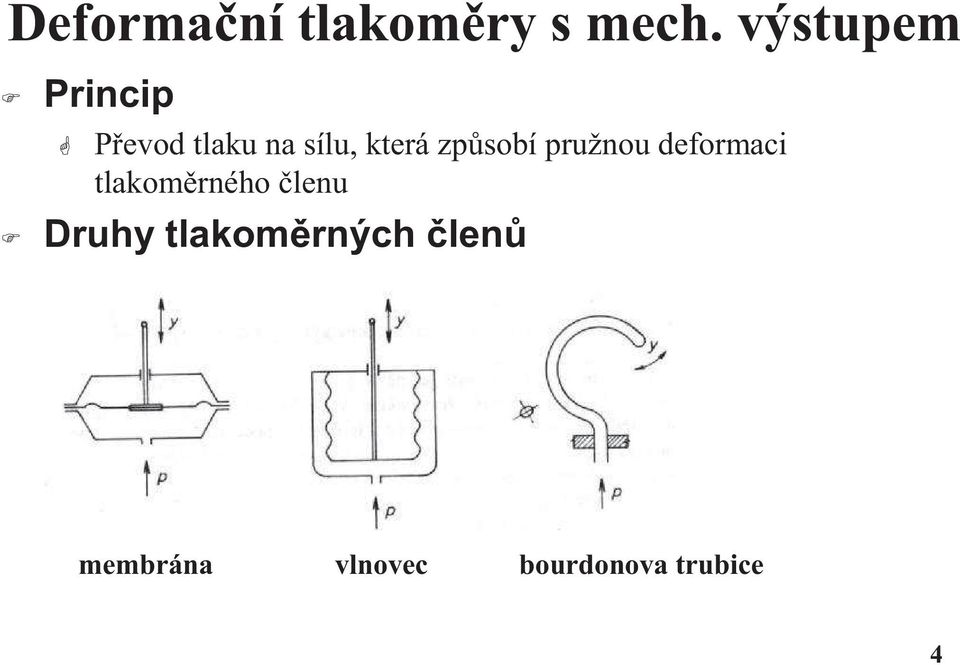 způsobí pružnou deformaci tlakoměrného členu