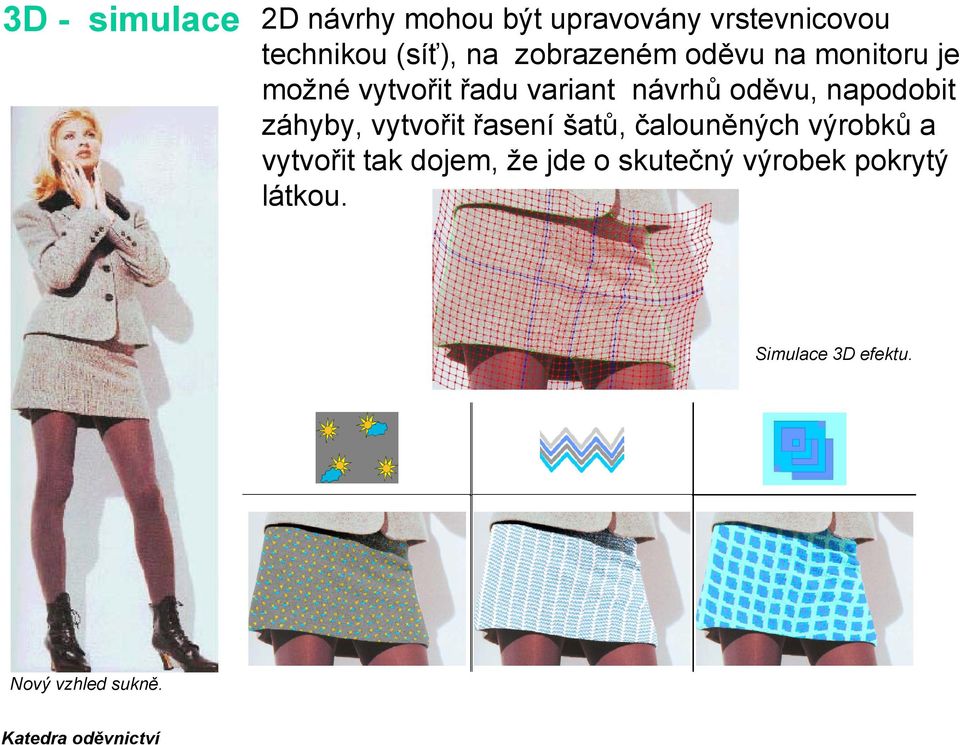 napodobit záhyby, vytvořit řasení šatů, čalouněných výrobků a vytvořit tak