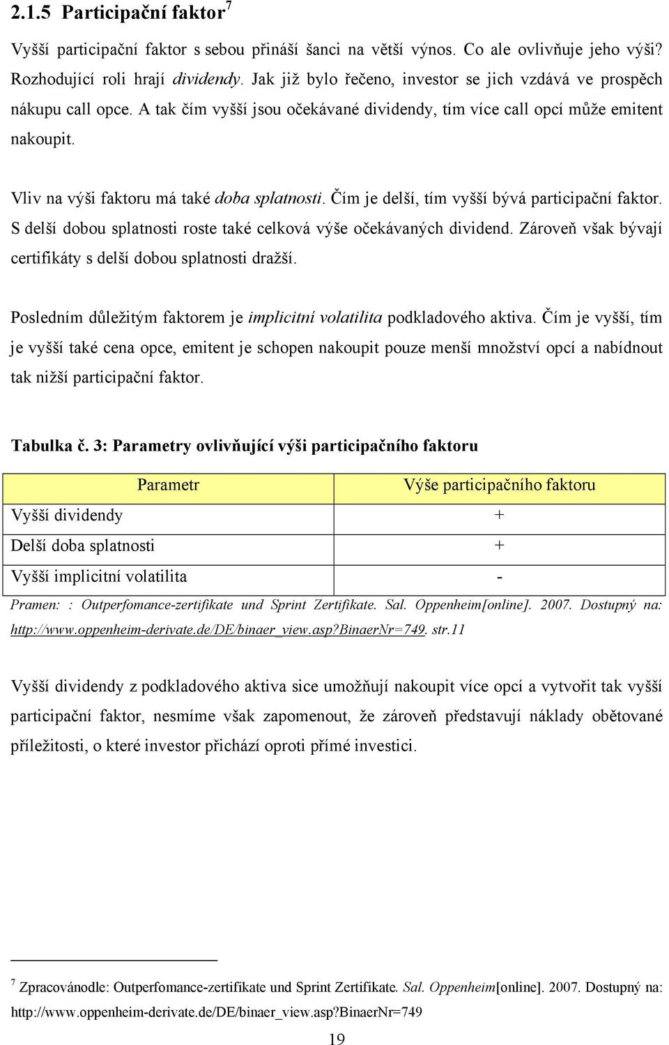 Vliv na výši faktoru má také doba splatnosti. Čím je delší, tím vyšší bývá participační faktor. S delší dobou splatnosti roste také celková výše očekávaných dividend.