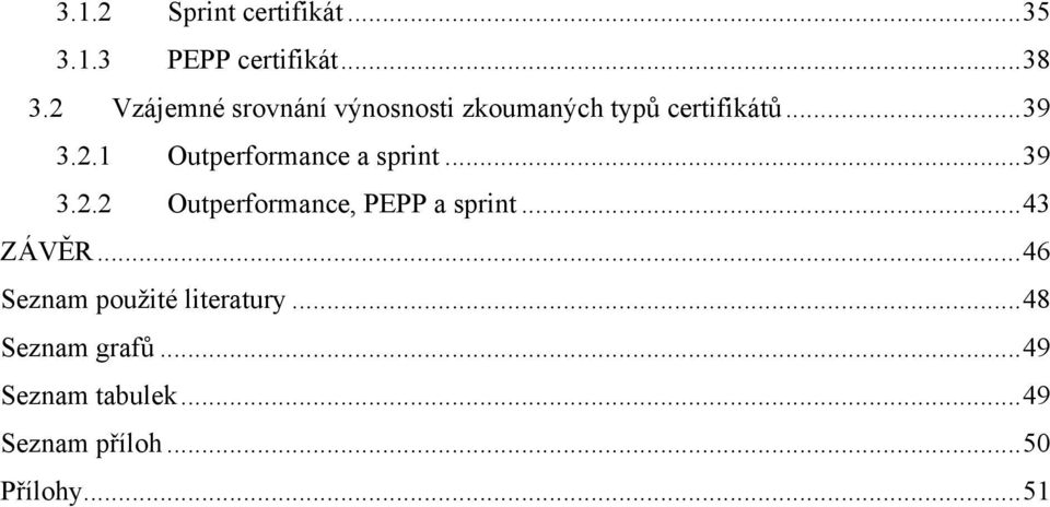 .. 39 3.2.2 Outperformance, PEPP a sprint... 43 ZÁVĚR.