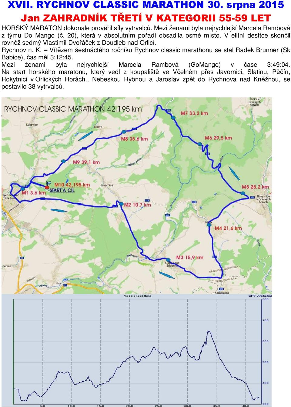 V elitní desítce skončil rovněž sedmý Vlastimil Dvořáček z Doudleb nad Orlicí. Rychnov n. K.