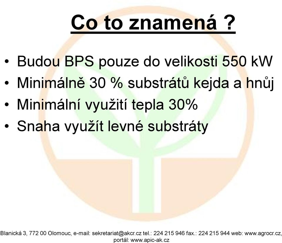 Minimálně 30 % substrátů kejda a