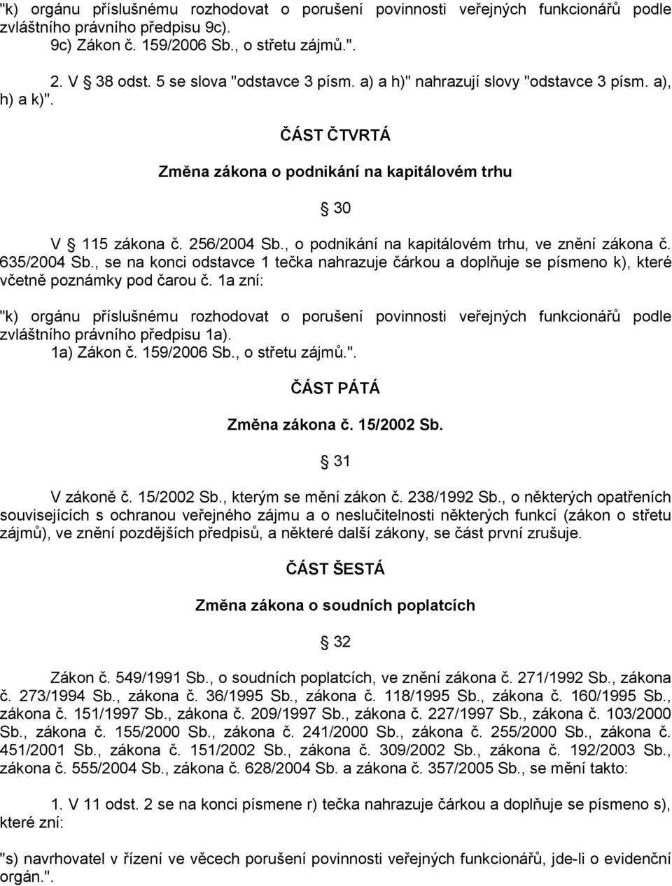 , o podnikání na kapitálovém trhu, ve znění zákona č. 635/2004 Sb., se na konci odstavce 1 tečka nahrazuje čárkou a doplňuje se písmeno k), které včetně poznámky pod čarou č.