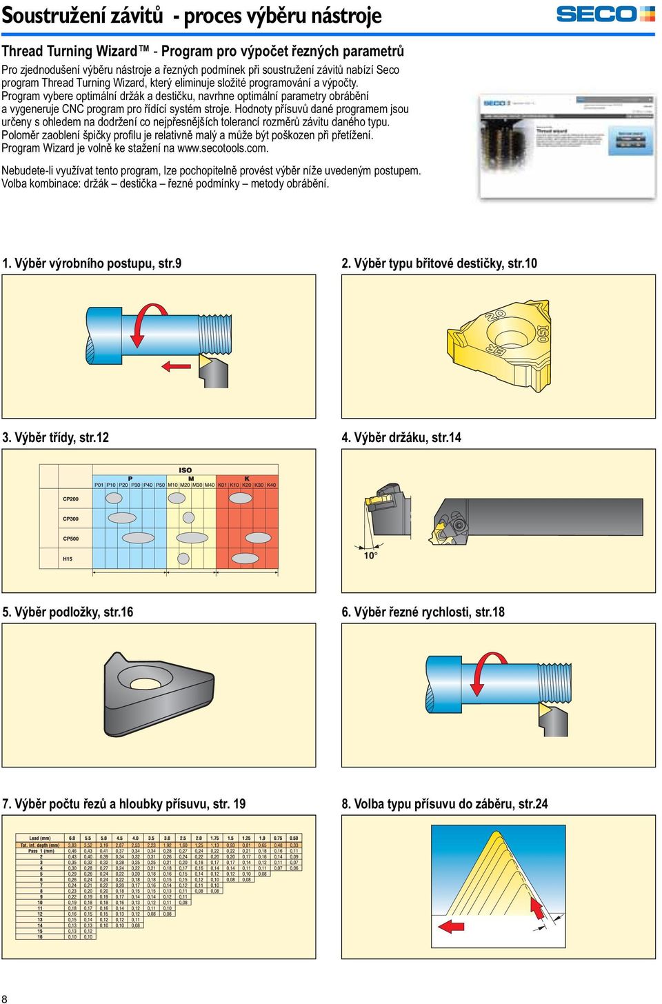 Program vybere optimální držák a destičku, navrhne optimální parametry obrábění a vygeneruje CNC program pro řídící systém stroje.