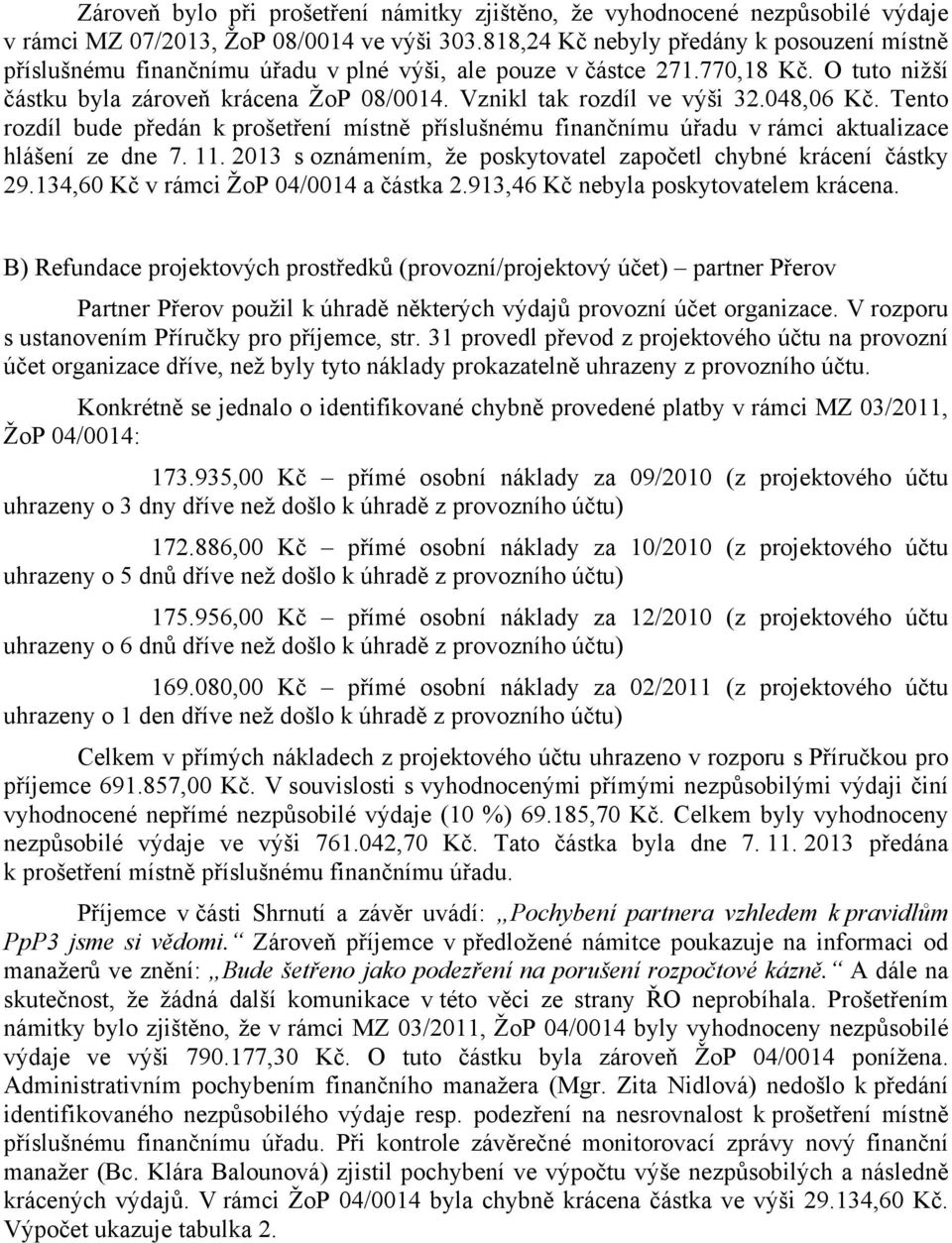 Vznikl tak rozdíl ve výši 32.048,06 Kč. Tento rozdíl bude předán k prošetření místně příslušnému finančnímu úřadu v rámci aktualizace hlášení ze dne 7. 11.