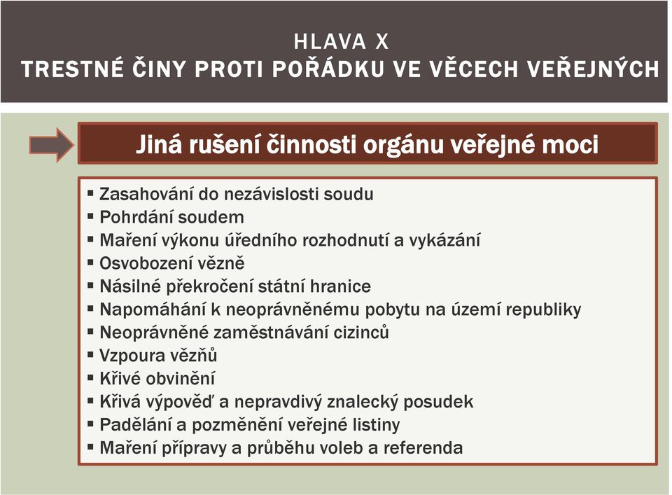 státní hranice Napomáhání k neoprávněnému pobytu na území republiky Neoprávněné zaměstnávání cizinců Vzpoura vězňů