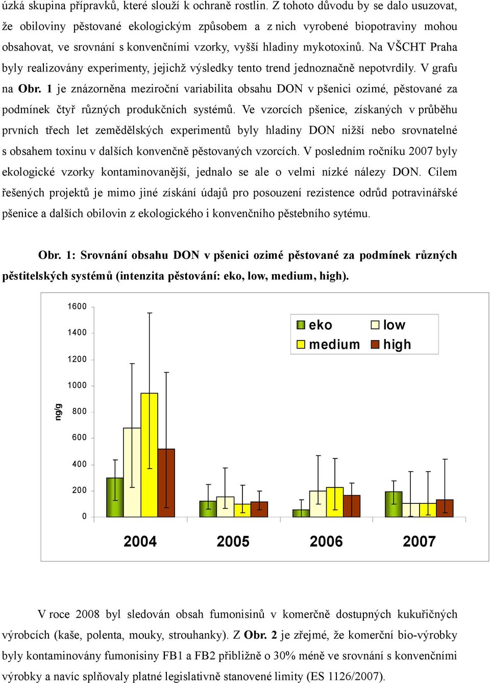 Na VŠCHT Praha byly realizovány experimenty, jejichž výsledky tento trend jednoznačně nepotvrdily. V grafu na Obr.