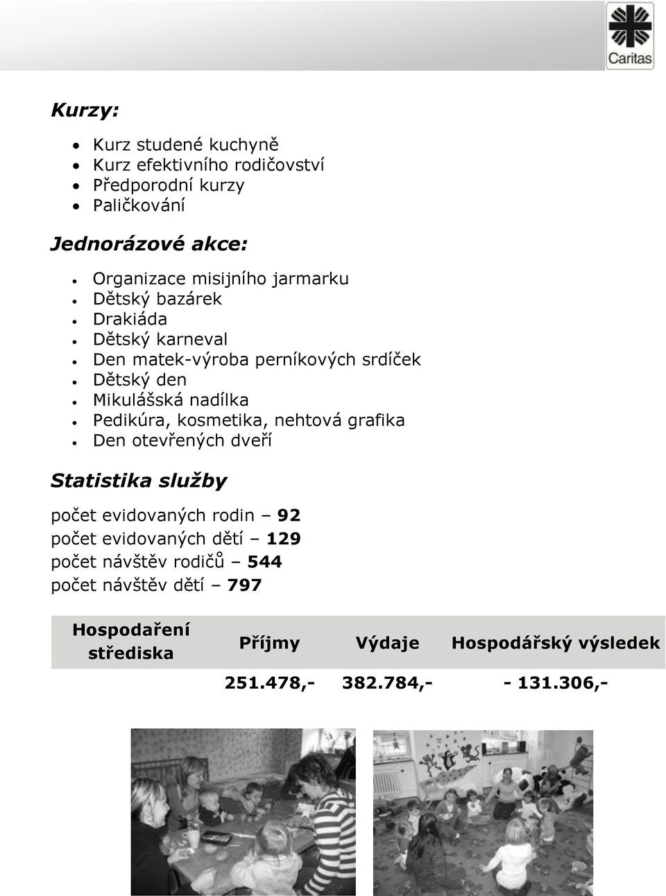 kosmetika, nehtová grafika Den otevřených dveří Statistika služby počet evidovaných rodin 92 počet evidovaných dětí 129 počet