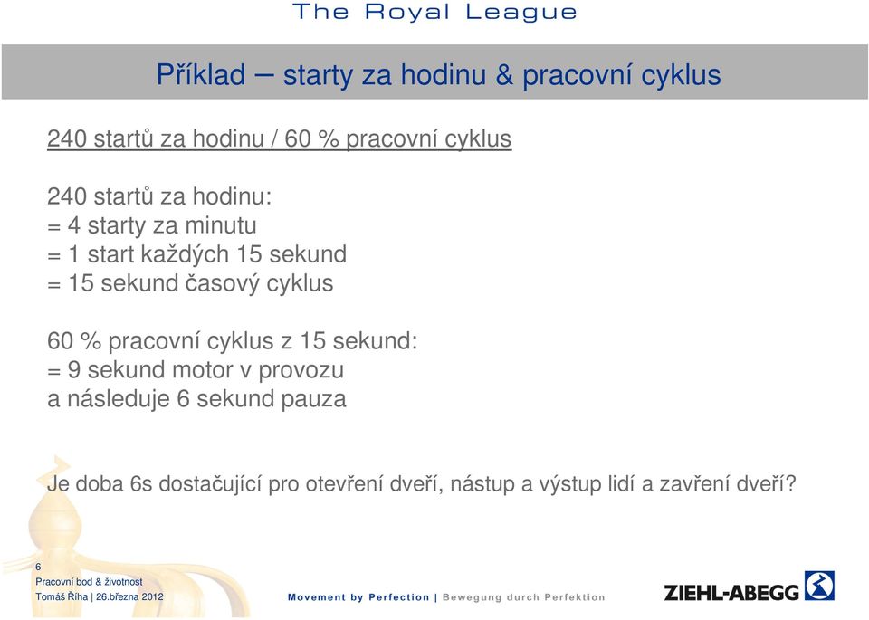 časový cyklus 60 % pracovní cyklus z 15 sekund: = 9 sekund motor v provozu a následuje 6