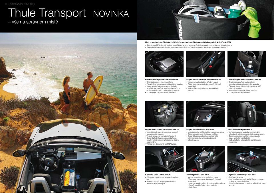 Horizontální organizér kufru Thule 8018 Originální design s nízkým profilem. Průsvitné panely pro rychlou identifikaci obsahu.