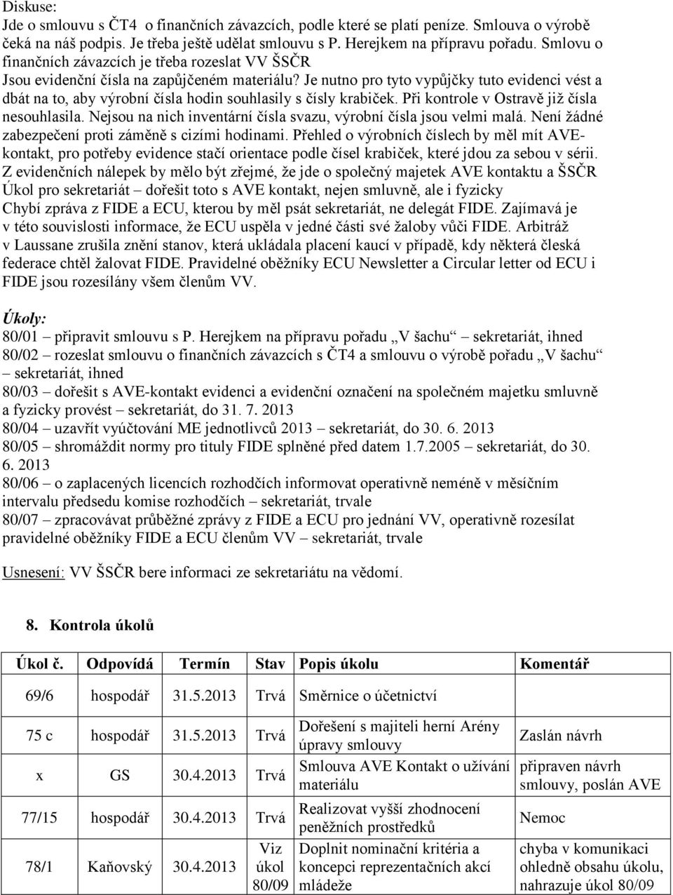 Je nutno pro tyto vypůjčky tuto evidenci vést a dbát na to, aby výrobní čísla hodin souhlasily s čísly krabiček. Při kontrole v Ostravě již čísla nesouhlasila.