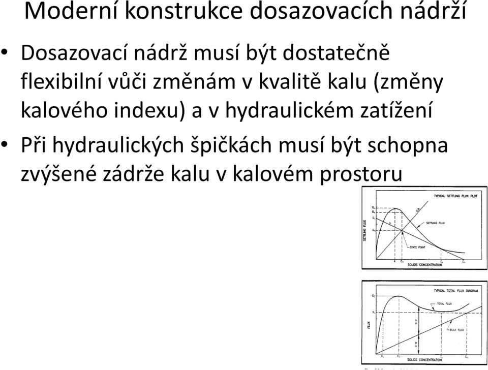 kalového indexu) a v hydraulickém zatížení Při hydraulických