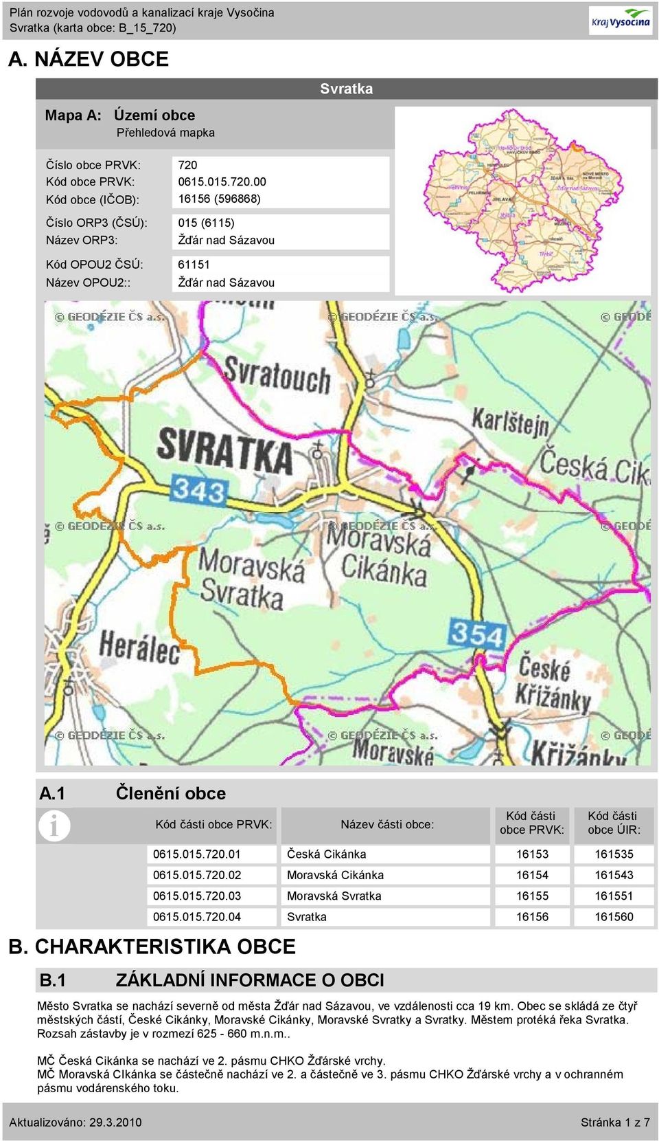 1 Členění obce Kód části obce PRVK: Název části obce: Kód části obce PRVK: Kód části obce ÚIR: 0615.015.720.01 Česká Cikánka 16153 161535 0615.015.720.02 Moravská Cikánka 16154 161543 0615.015.720.03 Moravská Svratka 16155 161551 0615.