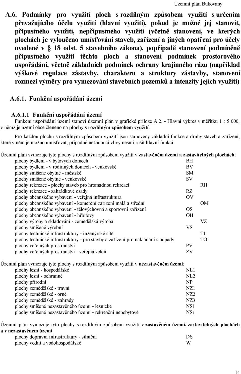 5 stavebního zákona), pop ípad stanovení podmín ípustného vyu ití t chto ploch a stanovení podmínek prostorového uspo ádání, v etn základních podmínek ochrany krajinného rázu (nap íklad vý kové