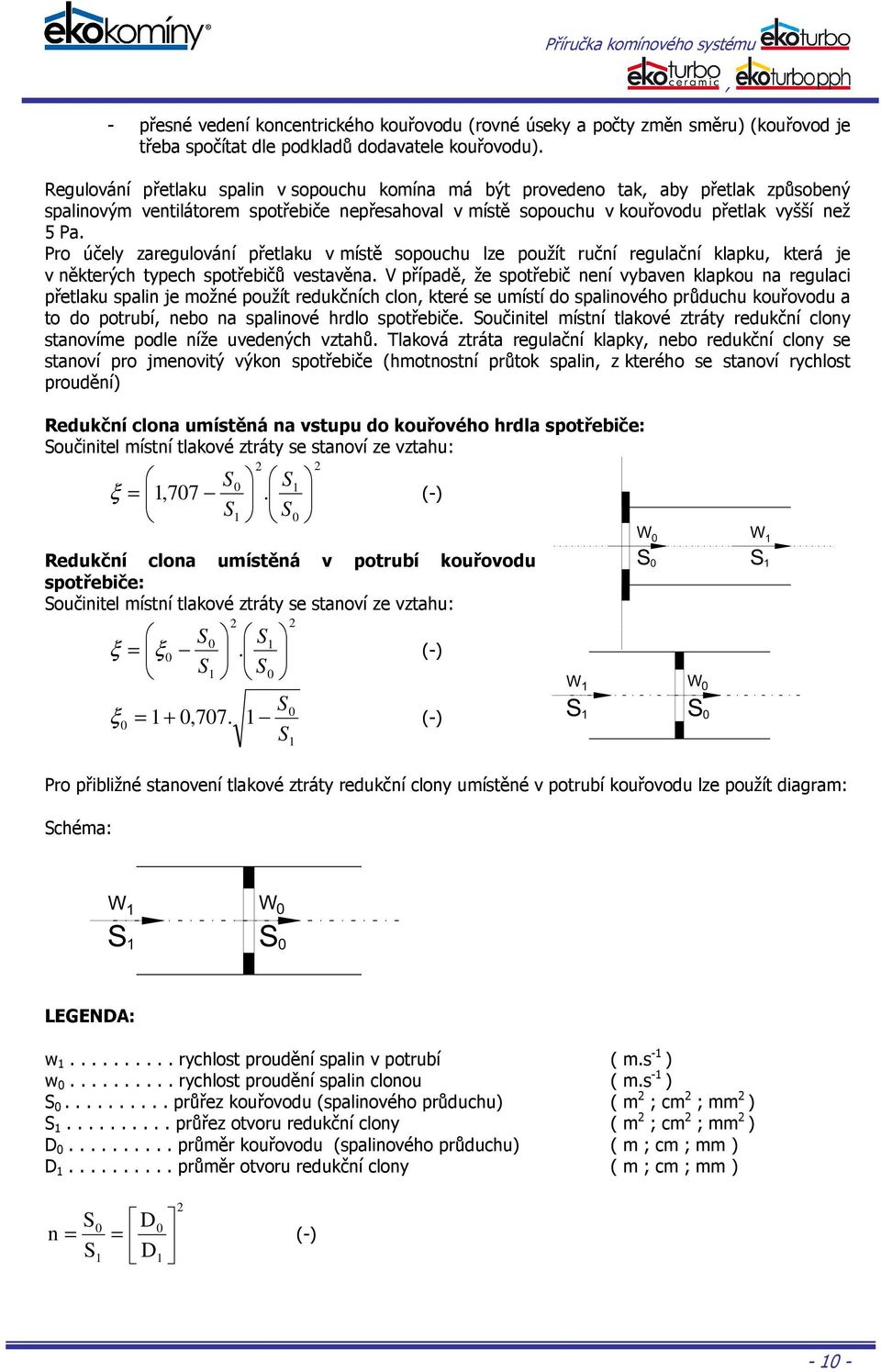 Pro účely zaregulování přetlaku v místě sopouchu lze použít ruční regulační klapku která je v některých typech spotřebičů vestavěna.