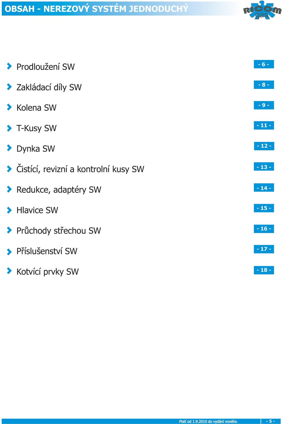 Hlavice SW Prùchody støechou SW Pøíslušenství SW Kotvící prvky SW - 6 - - 8 - - 9 -