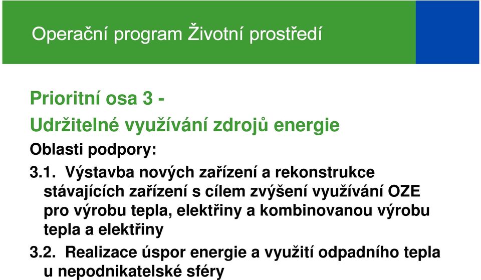 využívání OZE pro výrobu tepla, elektřiny a kombinovanou výrobu tepla a