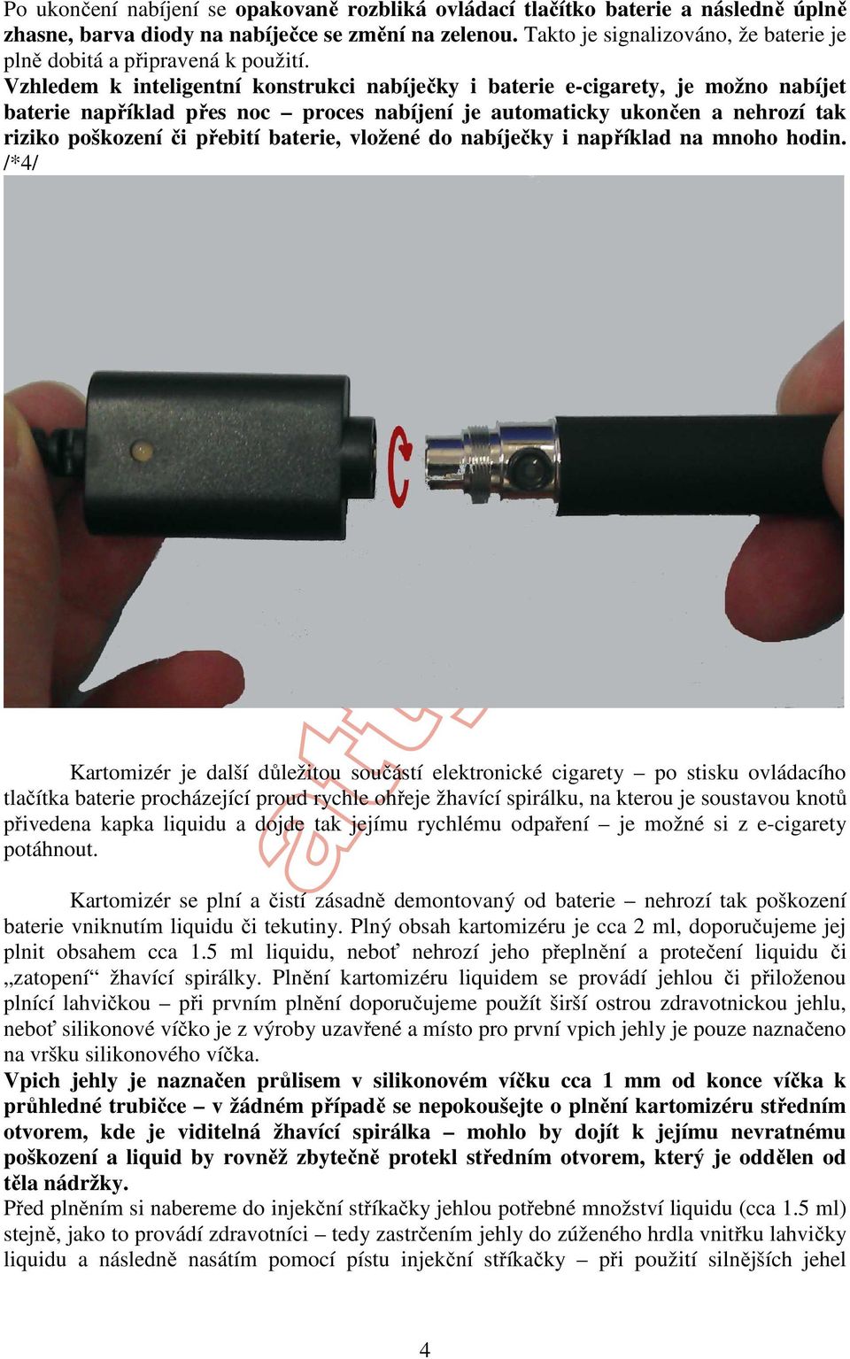 Český návod k elektronické cigaretě typu ego-w - PDF Stažení zdarma