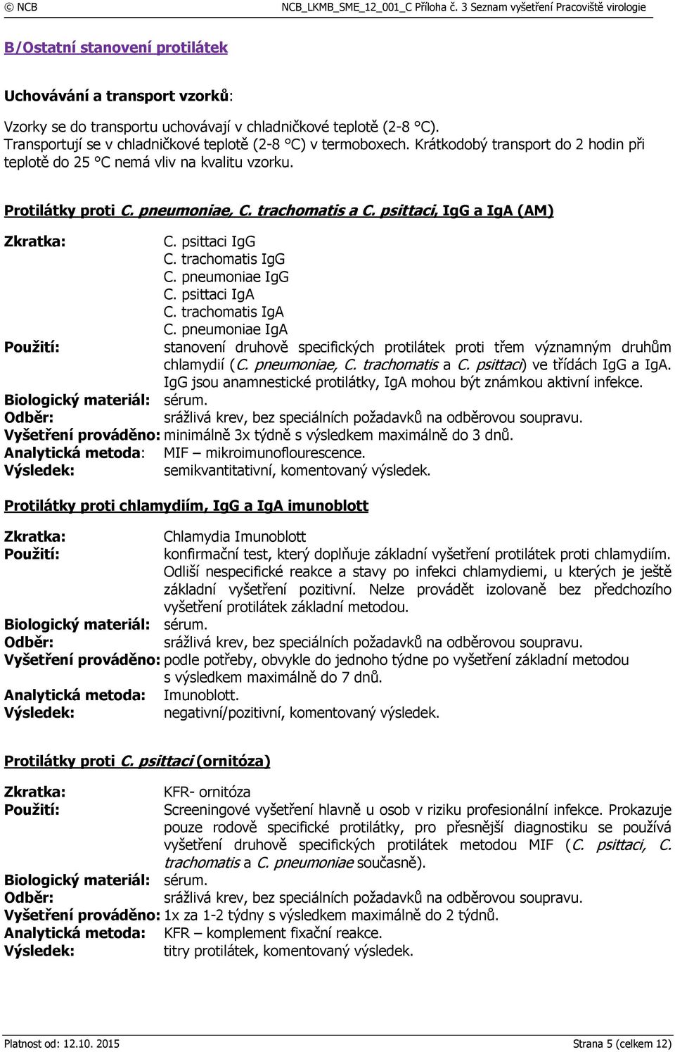 pneumoniae IgG C. psittaci IgA C. trachomatis IgA C. pneumoniae IgA stanovení druhově specifických protilátek proti třem významným druhům chlamydií (C. pneumoniae, C. trachomatis a C.