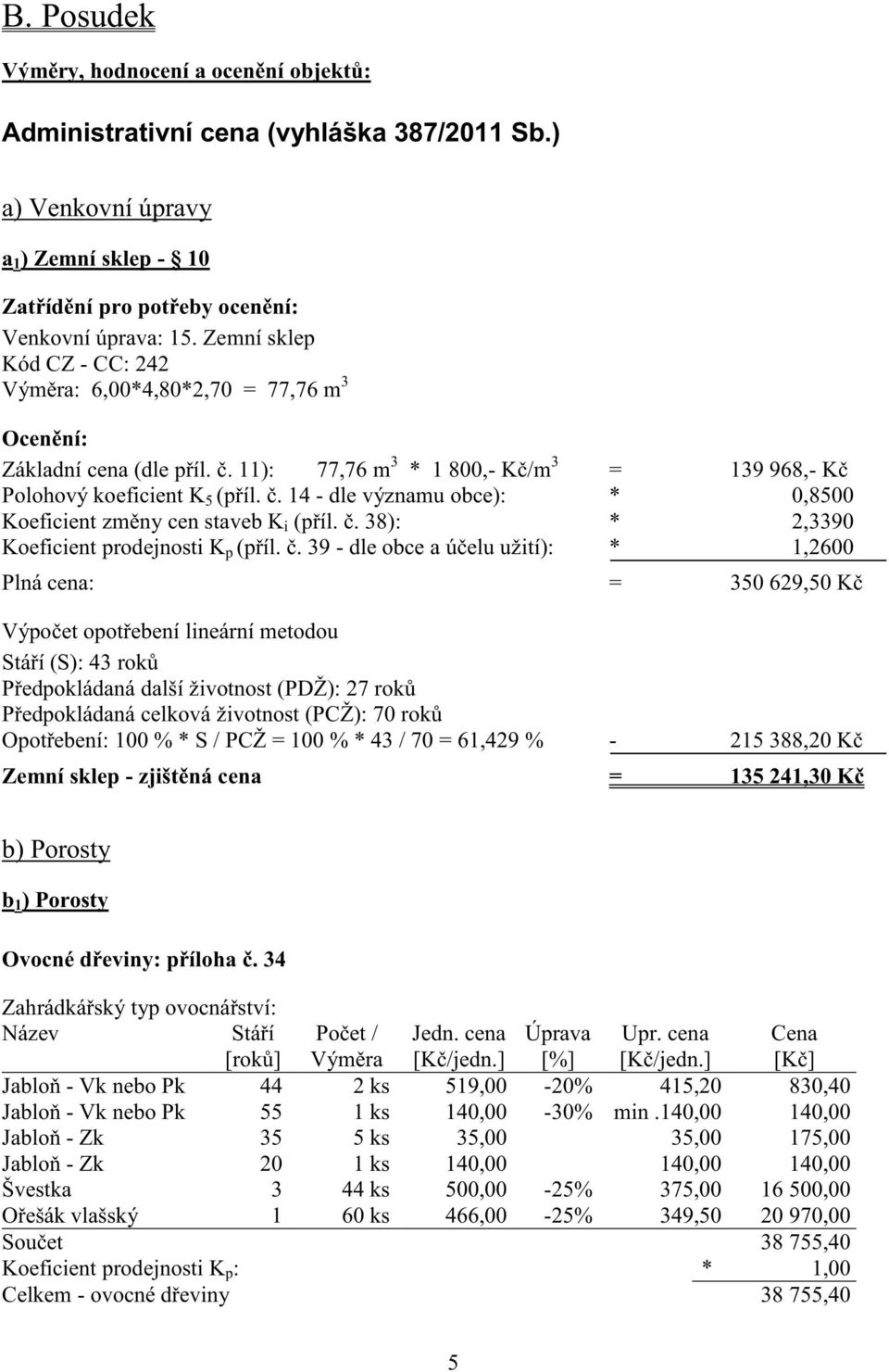 . 14 - dle významu obce): * 0,8500 Koeficient zm ny cen staveb K i (p íl.. 38): * 2,3390 Koeficient prodejnosti K p (p íl.