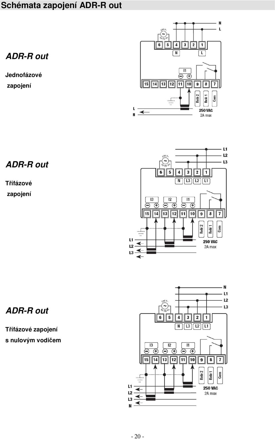 Třífázové zapojení ADR-R out
