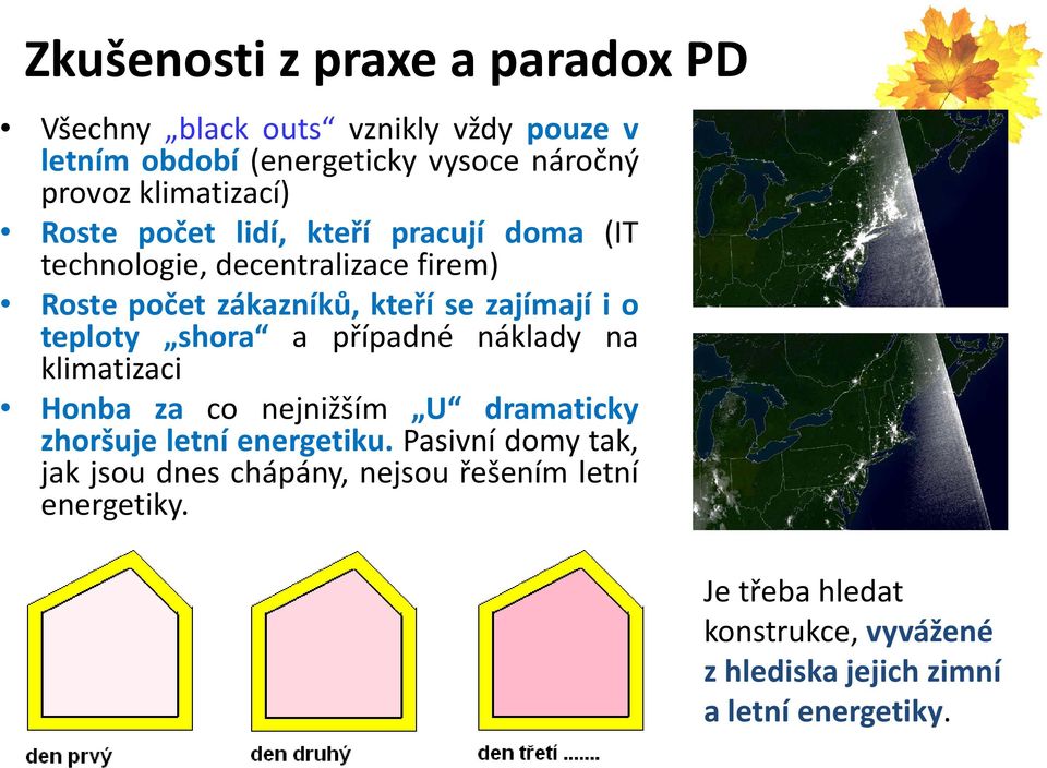 i o teploty shora a případné náklady na klimatizaci Honba za co nejnižším U dramaticky zhoršuje letní energetiku.