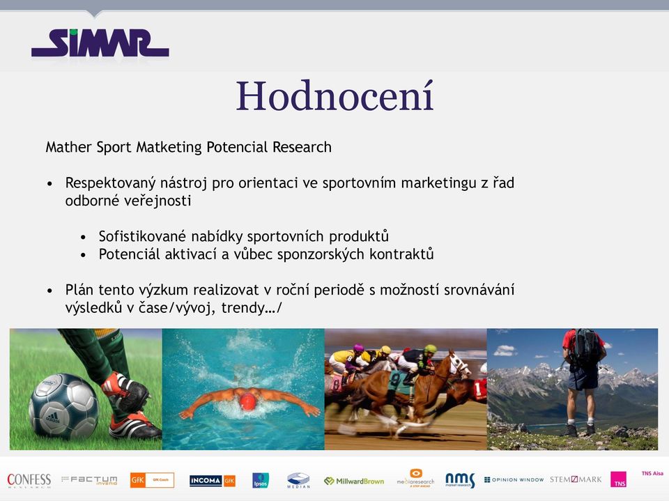 sportovních produktů Potenciál aktivací a vůbec sponzorských kontraktů Plán tento