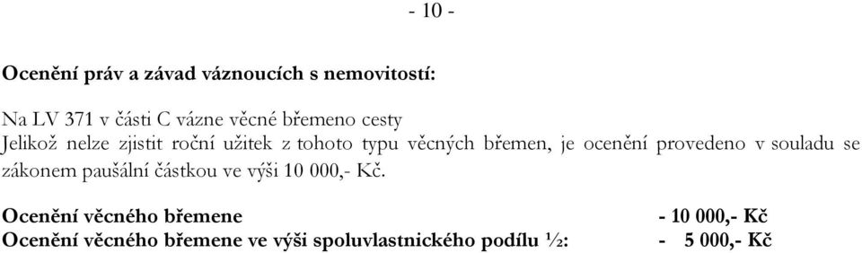 ocenění provedeno v souladu se zákonem paušální částkou ve výši 10 000,- Kč.