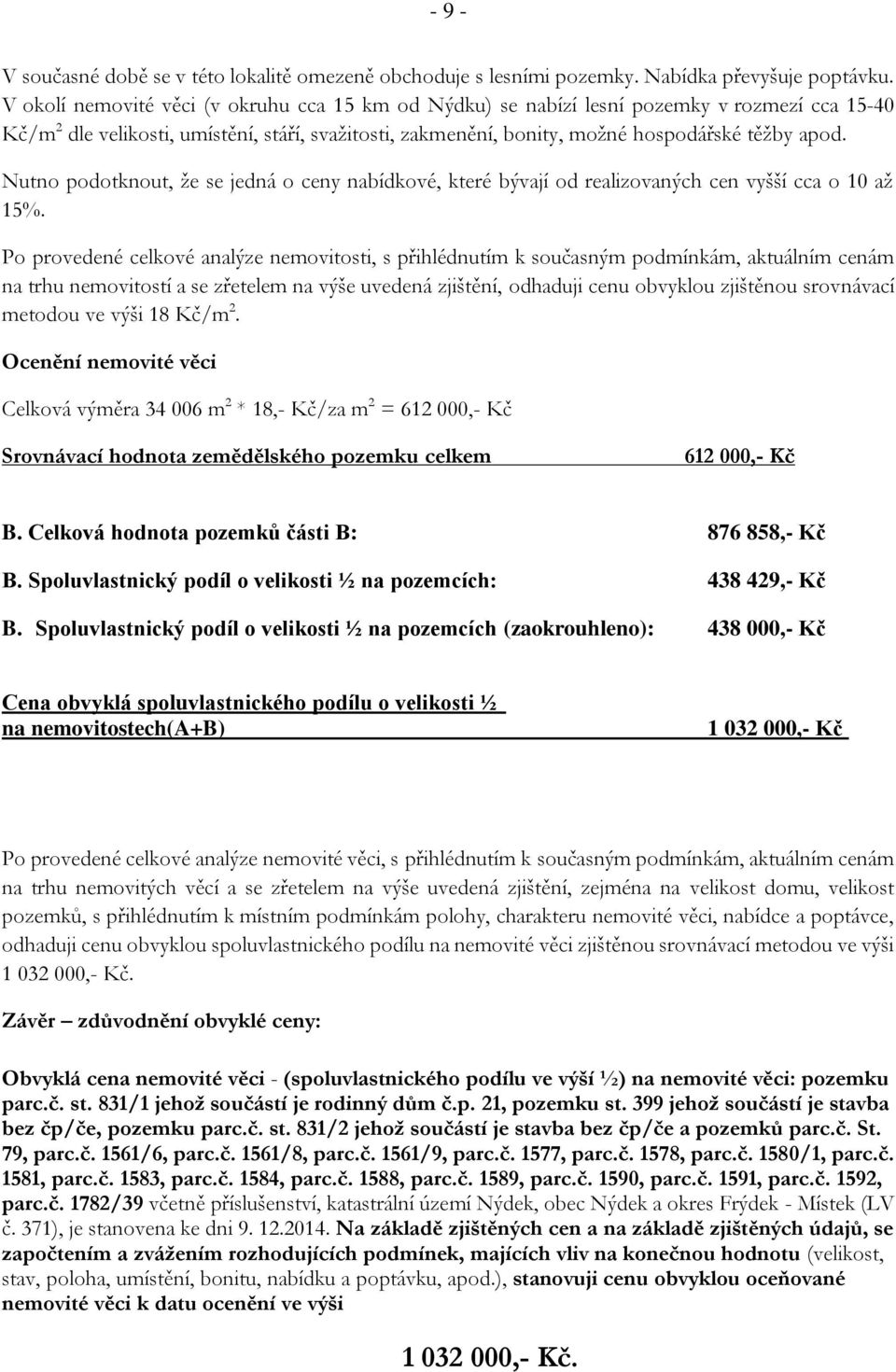 Nutno podotknout, že se jedná o ceny nabídkové, které bývají od realizovaných cen vyšší cca o 10 až 15%.