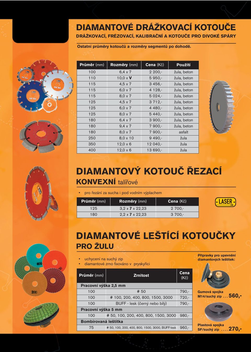 beton 125 6,0 x 7 4 480,- žula, beton 125 8,0 x 7 5 440,- žula, beton 180 6,4 x 7 3 900,- žula, beton 180 9,4 x 7 7 900,- žula, beton 180 8,0 x 7 7 900,- asfalt 250 8,0 x 10 9 490,- žula 350 12,0 x 6