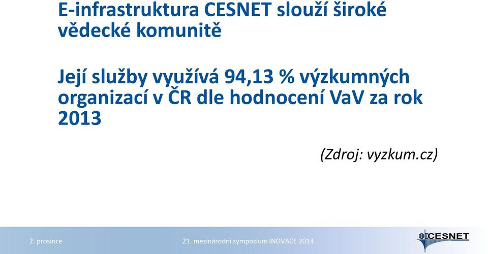 94,13 % výzkumných organizací v ČR dle