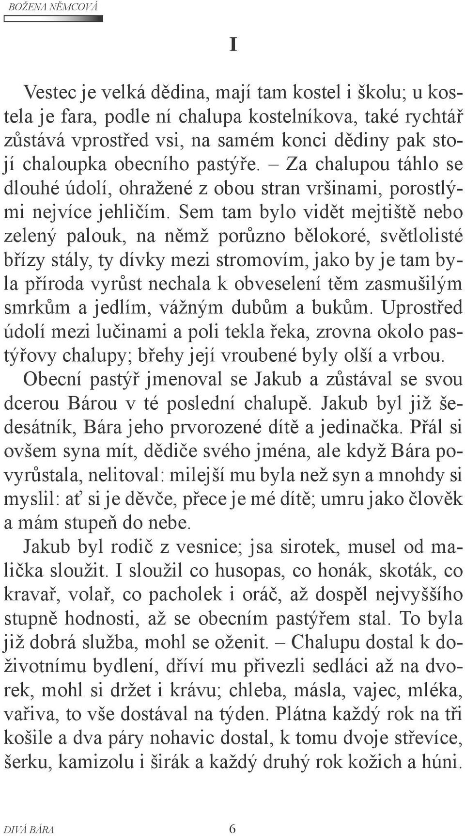 Sem tam bylo vidět mejtiště nebo zelený palouk, na němž porůzno bělokoré, světlolisté břízy stály, ty dívky mezi stromovím, jako by je tam byla příroda vyrůst nechala k obveselení těm zasmušilým