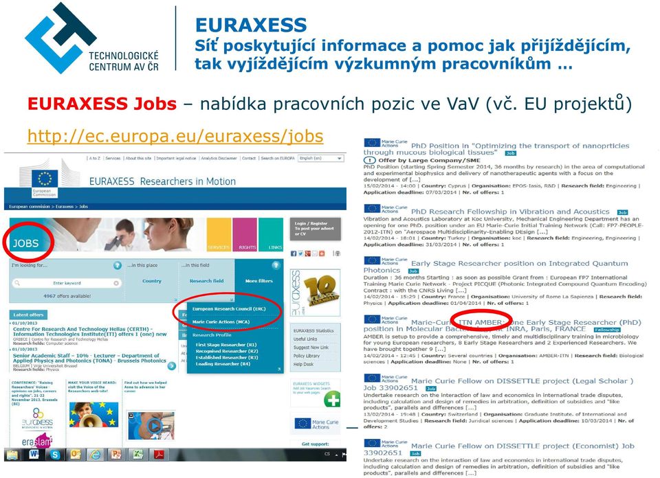 EURAXESS Jobs nabídka pracovních pozic ve VaV (vč.