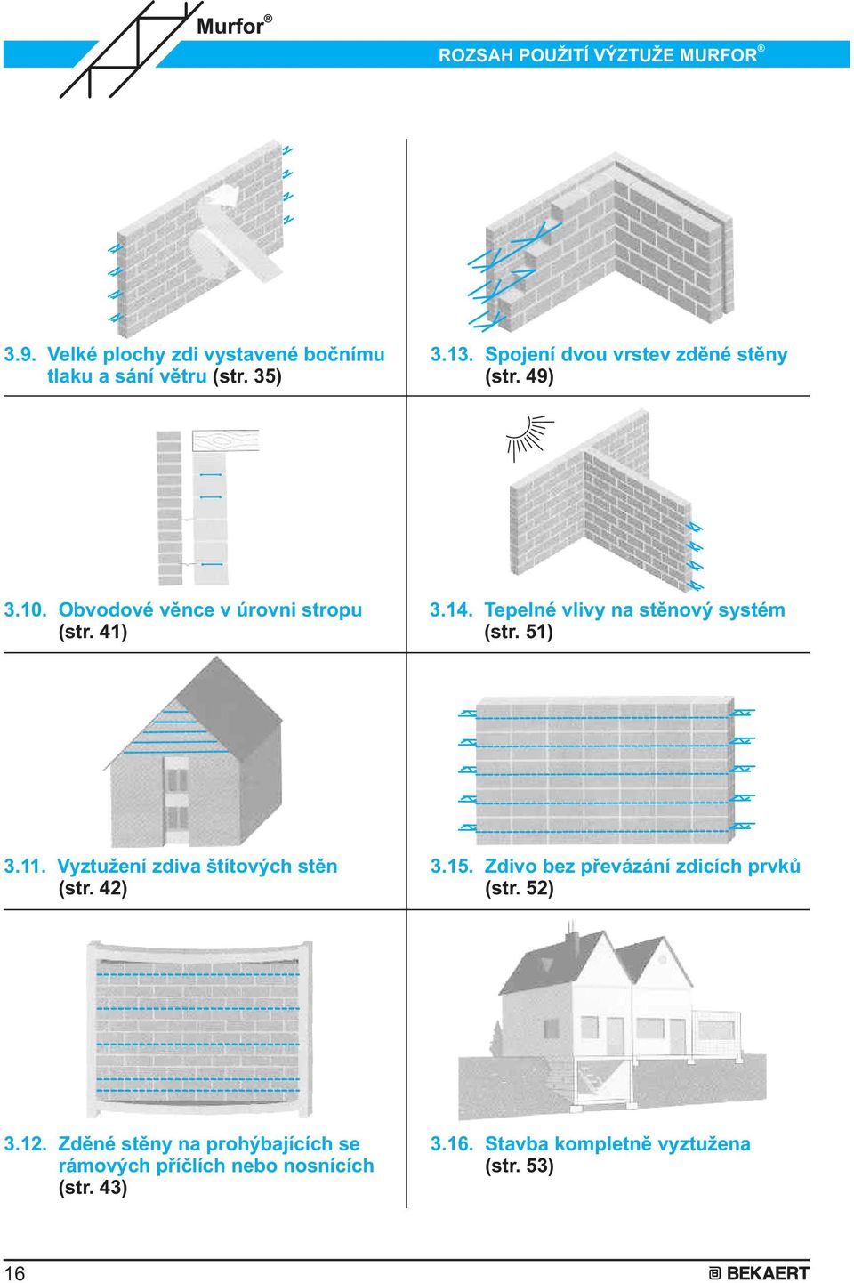 . Vyztužení zdiva štítových stìn (str. 4) 3.5. Zdivo bez pøevázání zdicích prvkù (str. 5) 3.