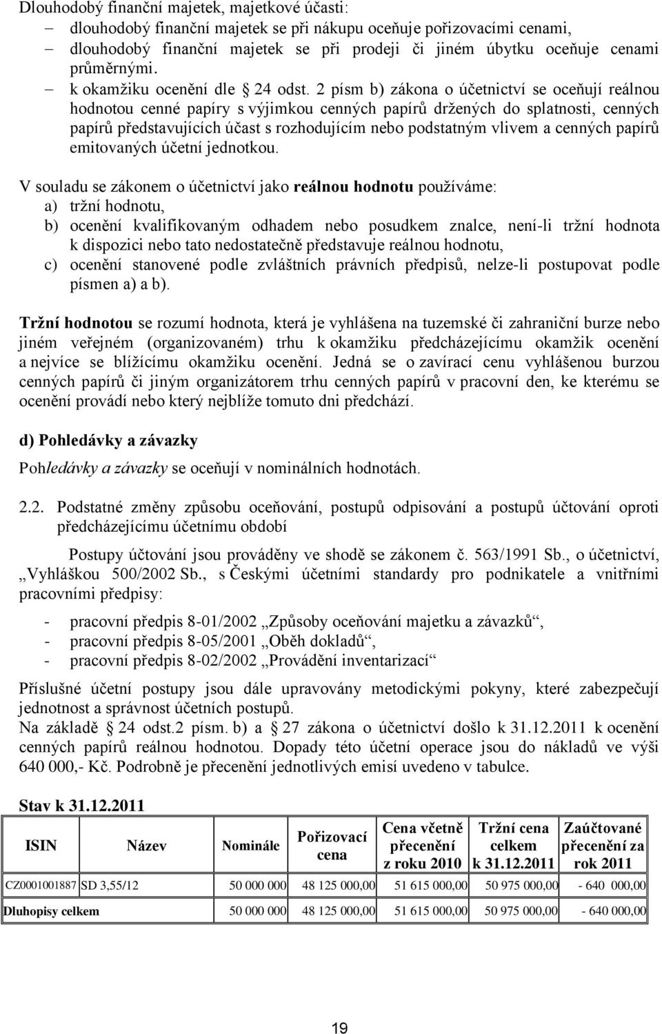 2 písm b) zákona o účetnictví se oceňují reálnou hodnotou cenné papíry s výjimkou cenných papírů držených do splatnosti, cenných papírů představujících účast s rozhodujícím nebo podstatným vlivem a