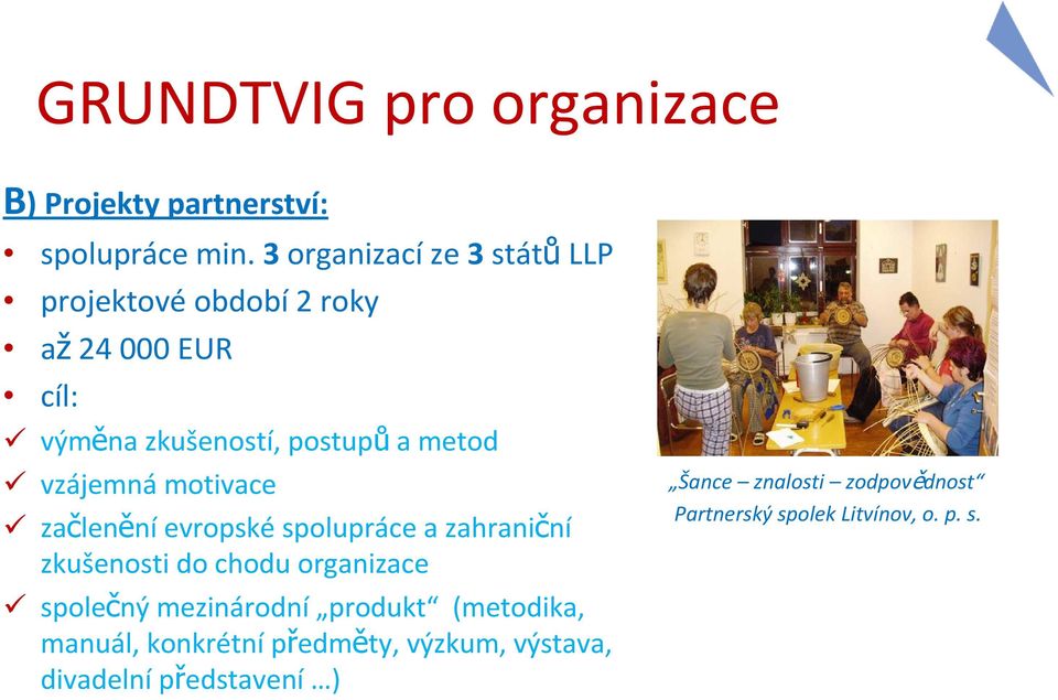 vzájemná motivace začlenění evropské spolupráce a zahraniční zkušenosti do chodu organizace společný