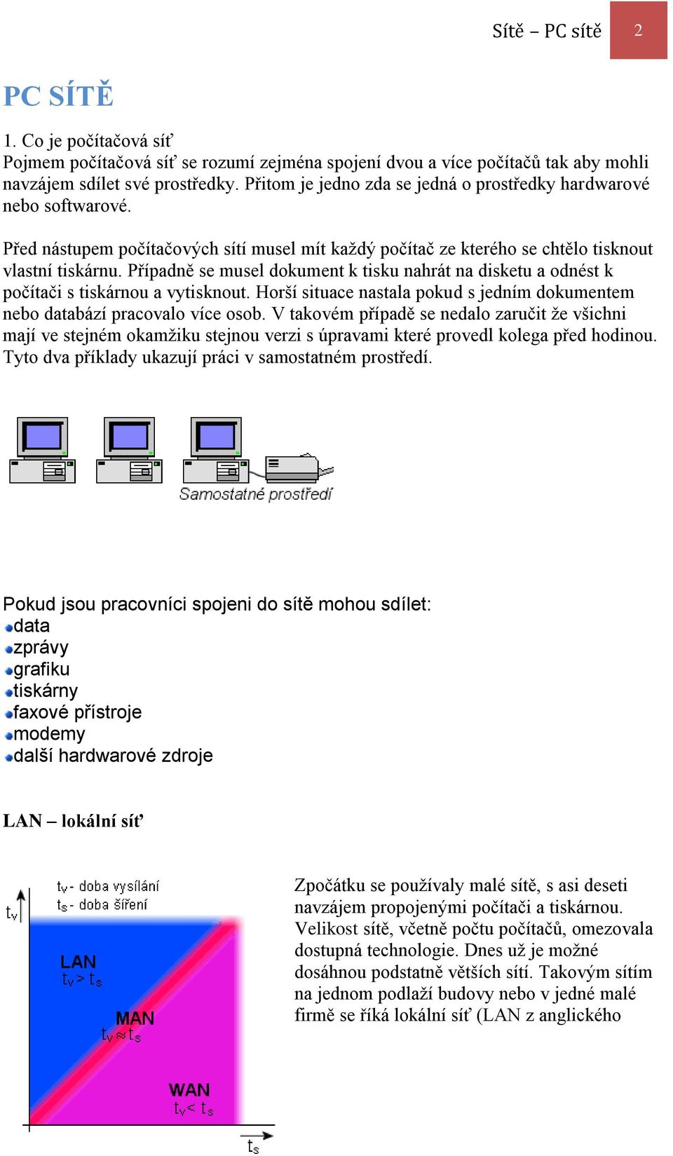 Případně se musel dokument k tisku nahrát na disketu a odnést k počítači s tiskárnou a vytisknout. Horší situace nastala pokud s jedním dokumentem nebo databází pracovalo více osob.