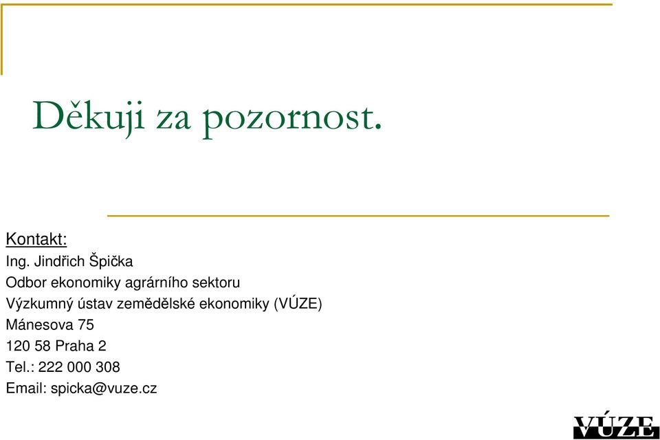 sektoru Výzkumný ústav zemědělské ekonomiky