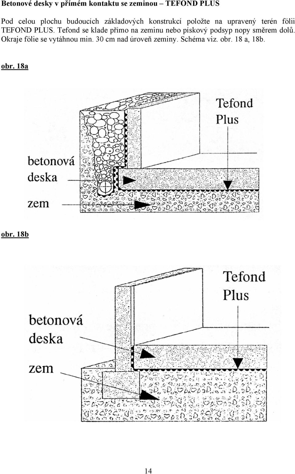 Tefond se klade přímo na zeminu nebo pískový podsyp nopy směrem dolů.