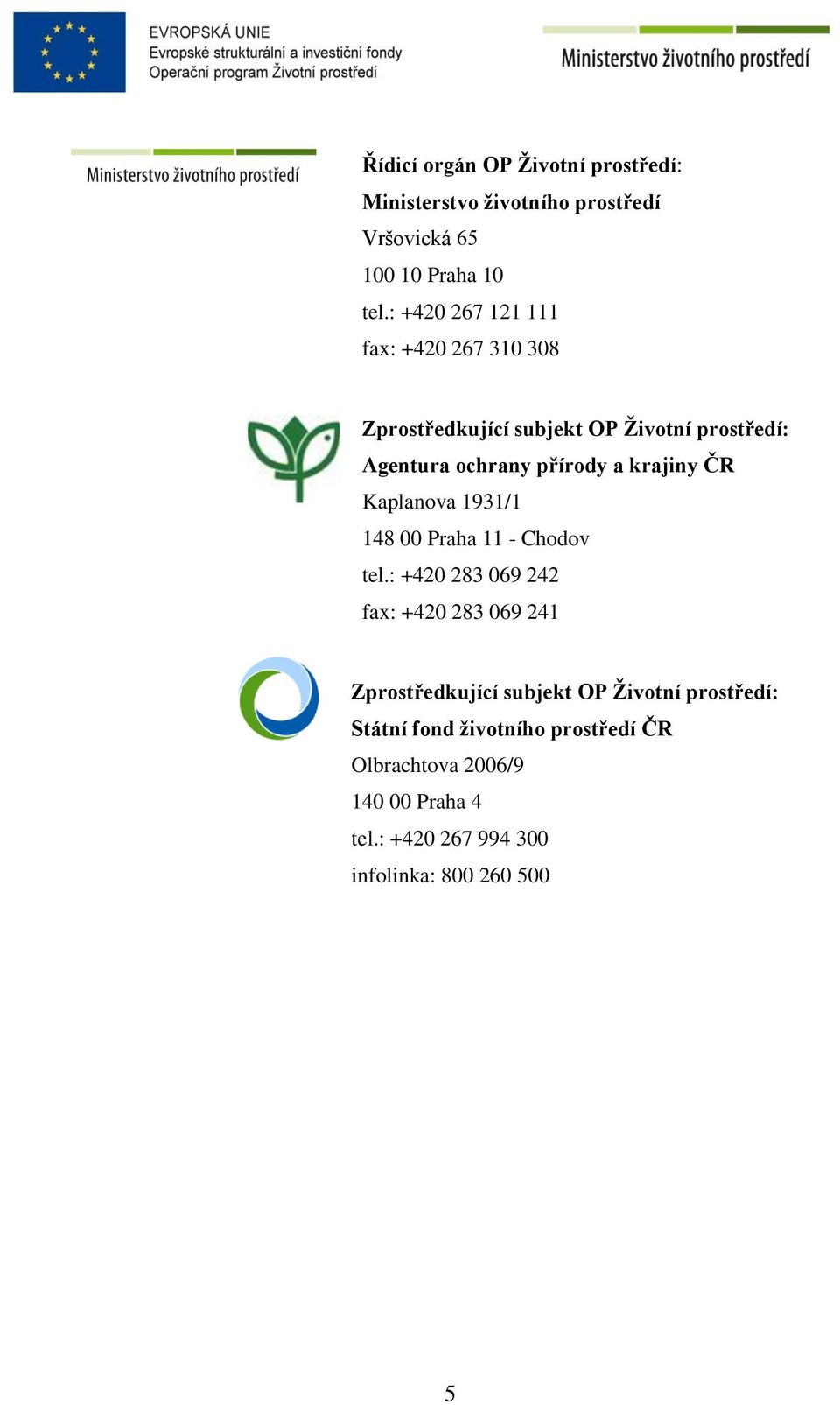 krajiny ČR Kaplanva 1931/1 148 00 Praha 11 - Chdv tel.