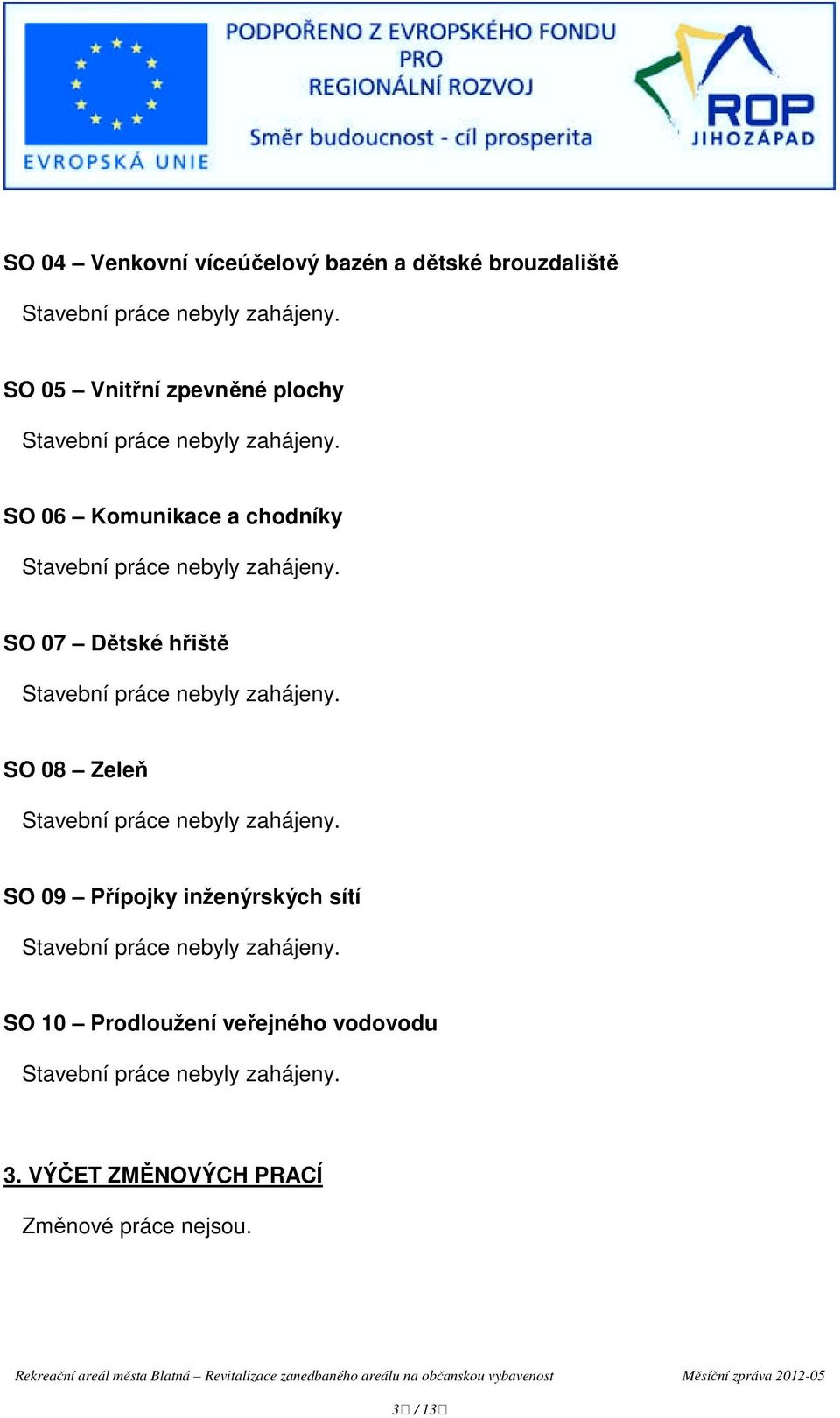 hřiště SO 08 Zeleň SO 09 Přípojky inženýrských sítí SO 10