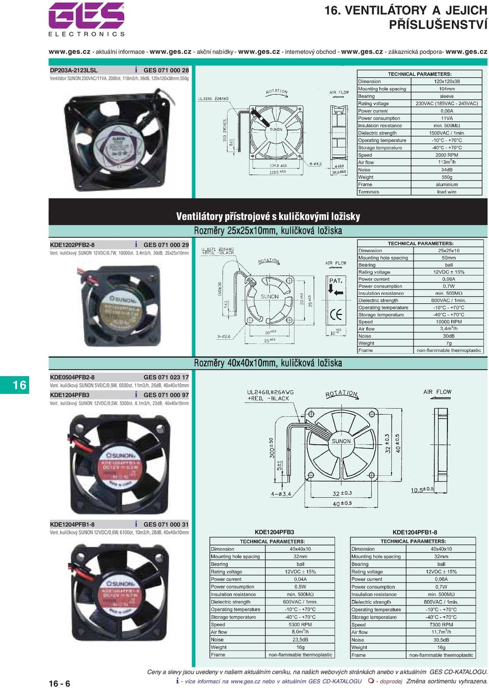 kuličková ložiska KDE0504PFB2-8 GES 071 023 17 Vent. kuličkový SUNON 5VDC/0,9W, 6500ot, 11m3/h, 26dB, 40x40x10mm KDE1204PFB3 i GES 071 000 97 Vent.