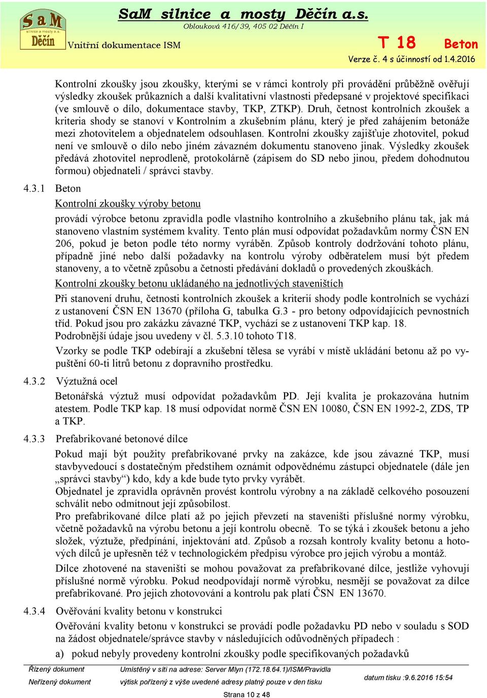SaM silnice a mosty Děčín a.s. Oblouková 416/39, Děčín I - PDF Stažení  zdarma
