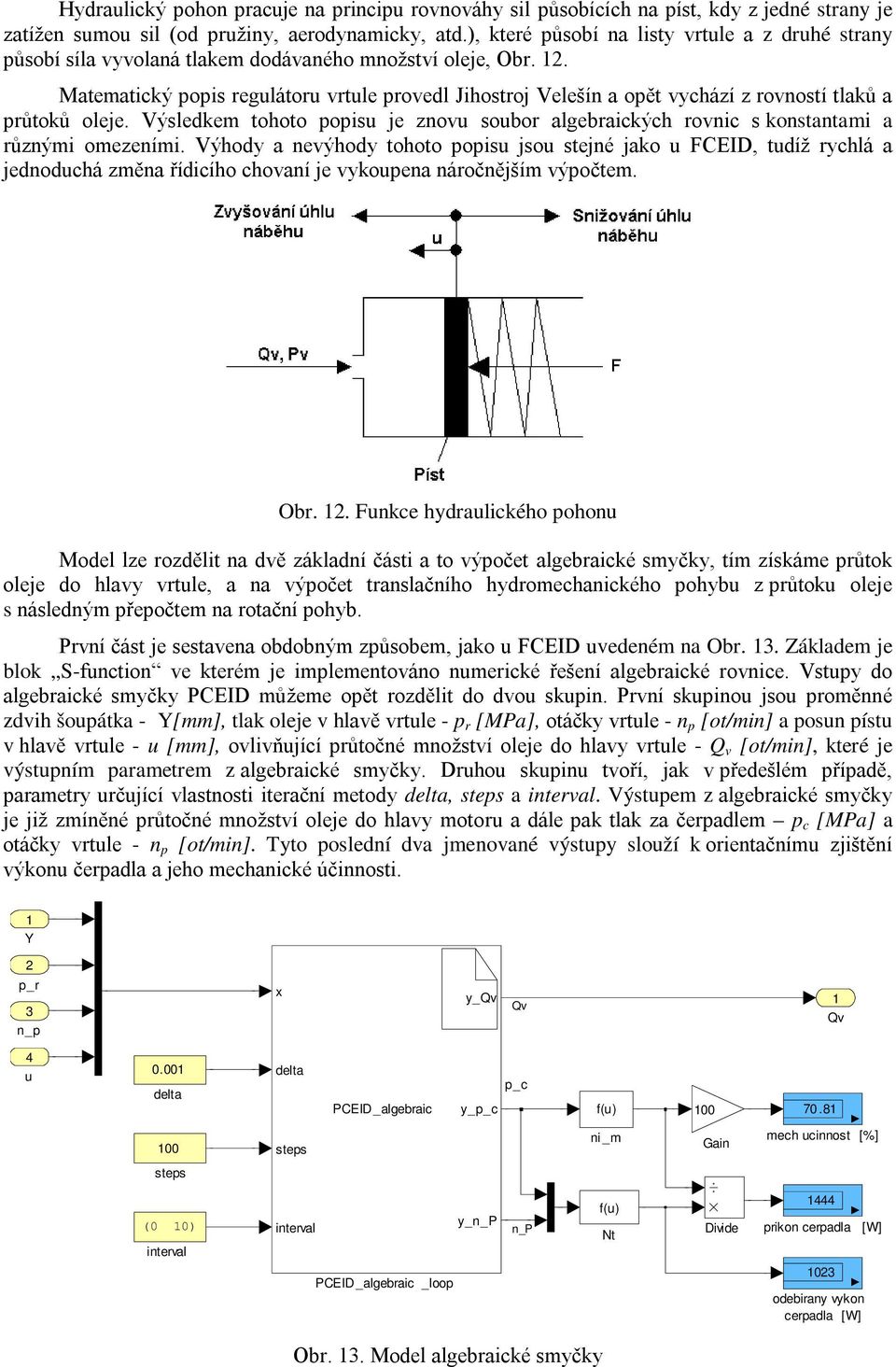 . Matematický ois regulátoru vrtule rovedl Jihostroj Velešín a oět vychází z rovností tlaků a růtoků oleje.