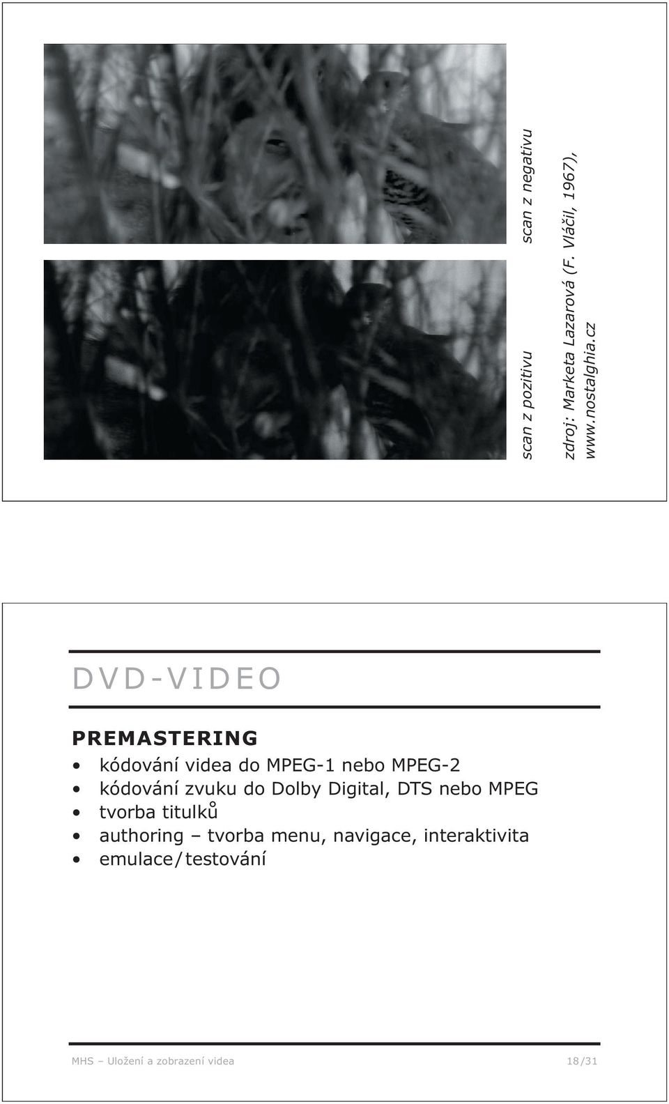 cz DVD-VIDEO PREMASTERING kódování videa do MPEG-1 nebo MPEG-2 kódování zvuku