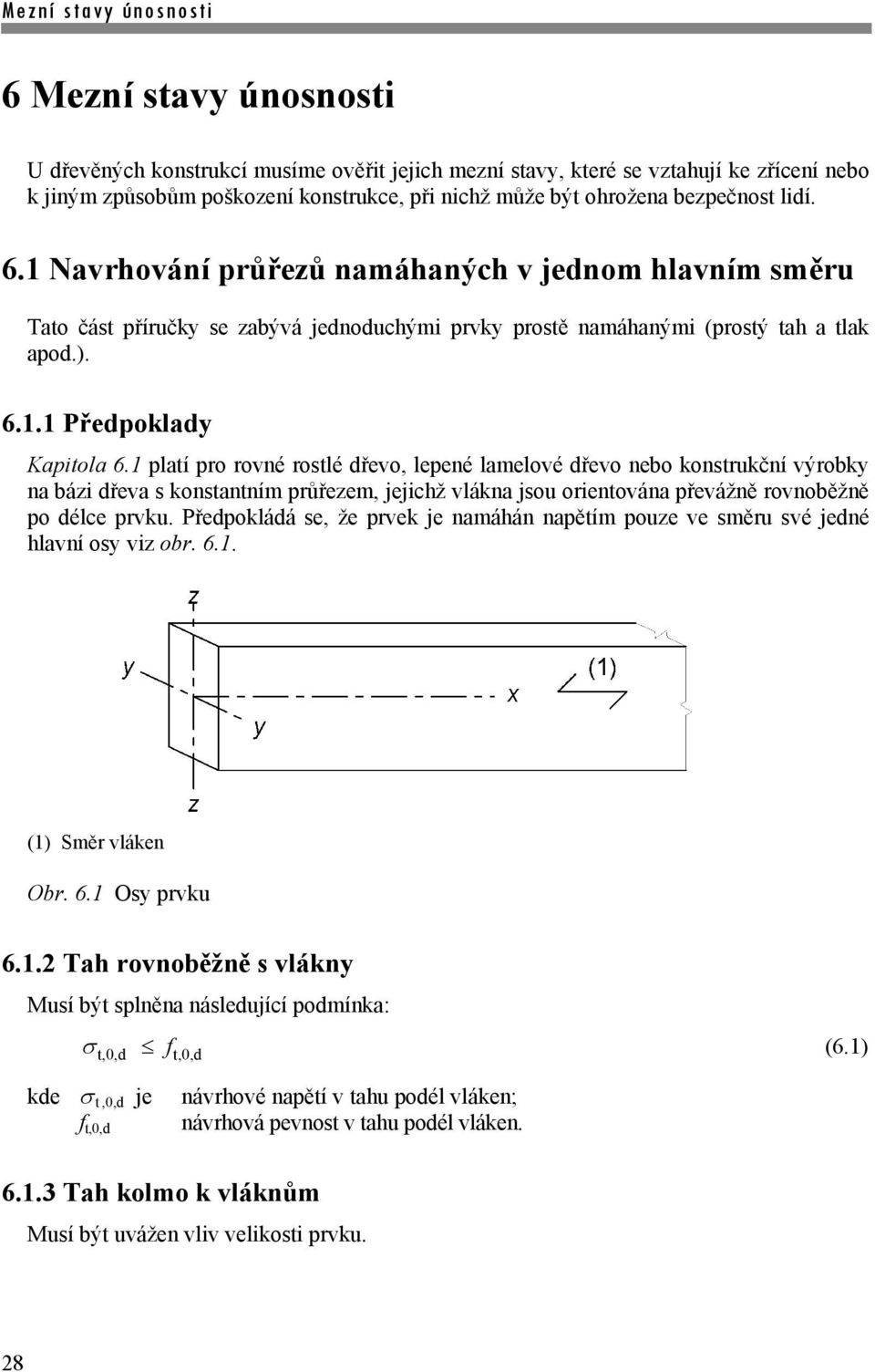 platí pro rovné rostlé dřevo, lepené lamelové dřevo nebo onstruční výroby na bázi dřeva s onstantním průřezem, jejichž vlána jsou orientována převážně rovnoběžně po délce prvu.