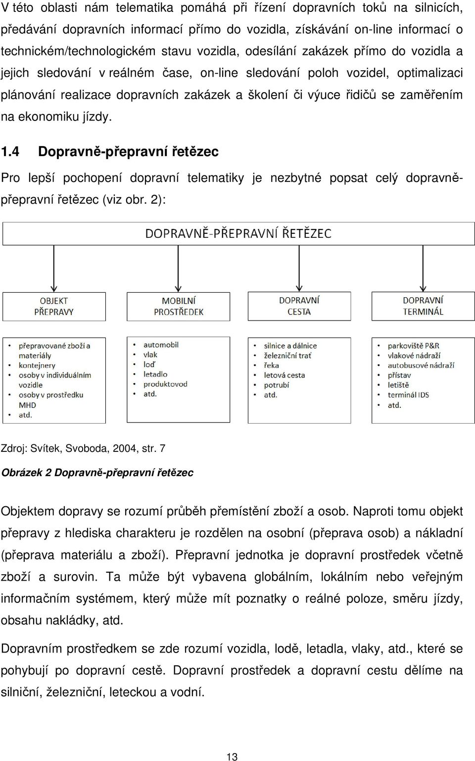 ekonomiku jízdy. 1.4 Dopravně-přepravní řetězec Pro lepší pochopení dopravní telematiky je nezbytné popsat celý dopravněpřepravní řetězec (viz obr. 2): Zdroj: Svítek, Svoboda, 2004, str.