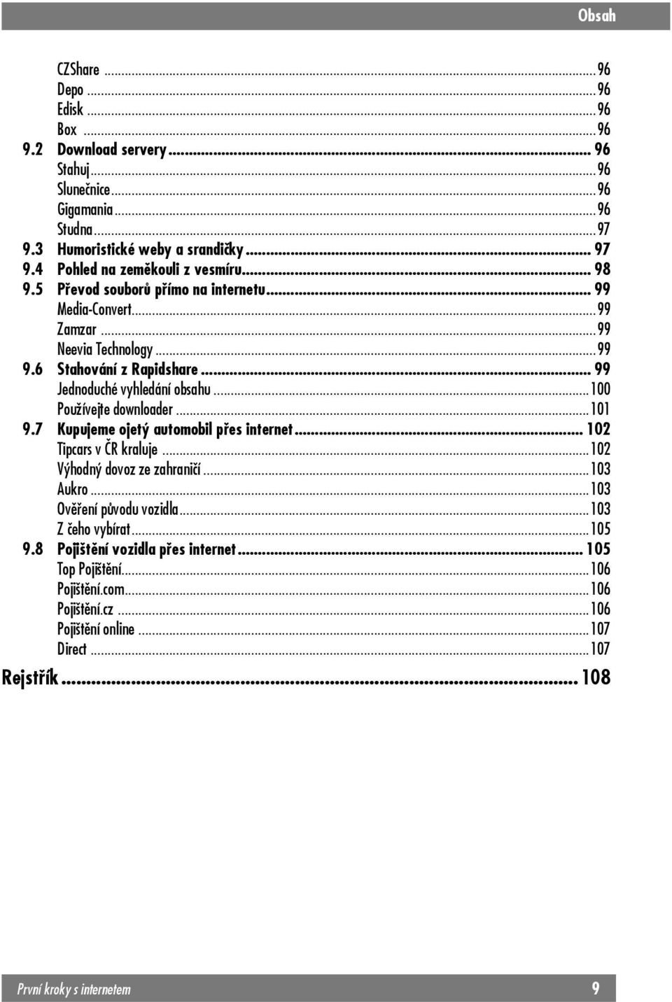 .. 99 Jednoduché vyhledání obsahu...100 Používejte downloader...101 9.7 Kupujeme ojetý automobil přes internet... 102 Tipcars v ČR kraluje...102 Výhodný dovoz ze zahraničí...103 Aukro.